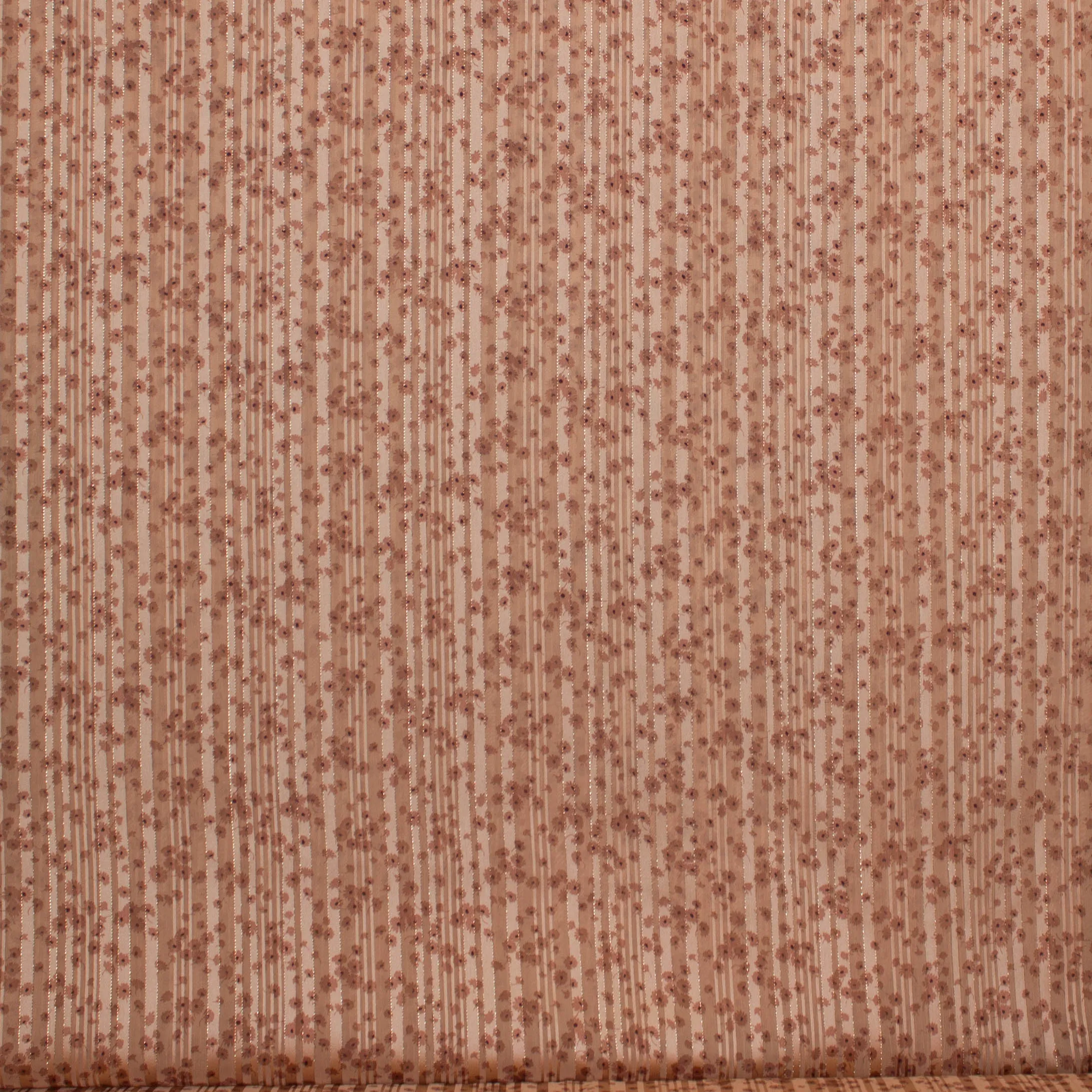 Voile naturel met kleine bloempjes met blinkend draadje